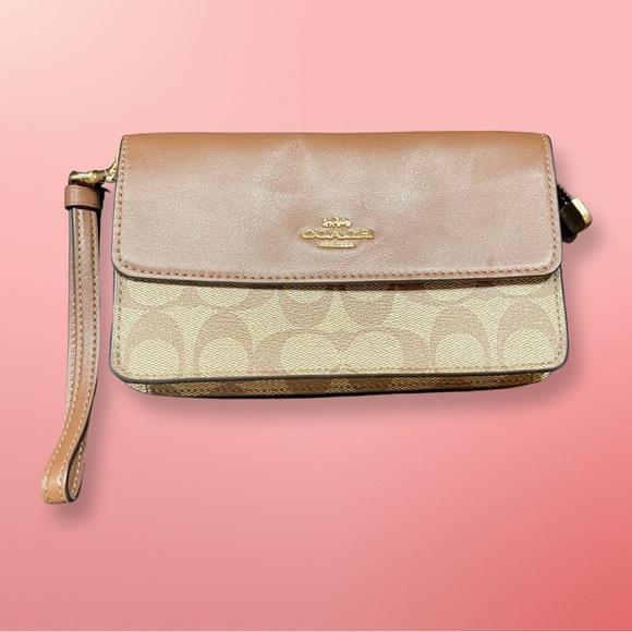 Coach Bags Coach Foldover Wristlet In Signature Canvas Poshmark